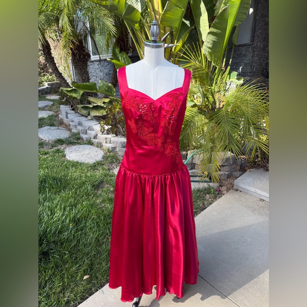 Vintage Red Midi Formal Dress